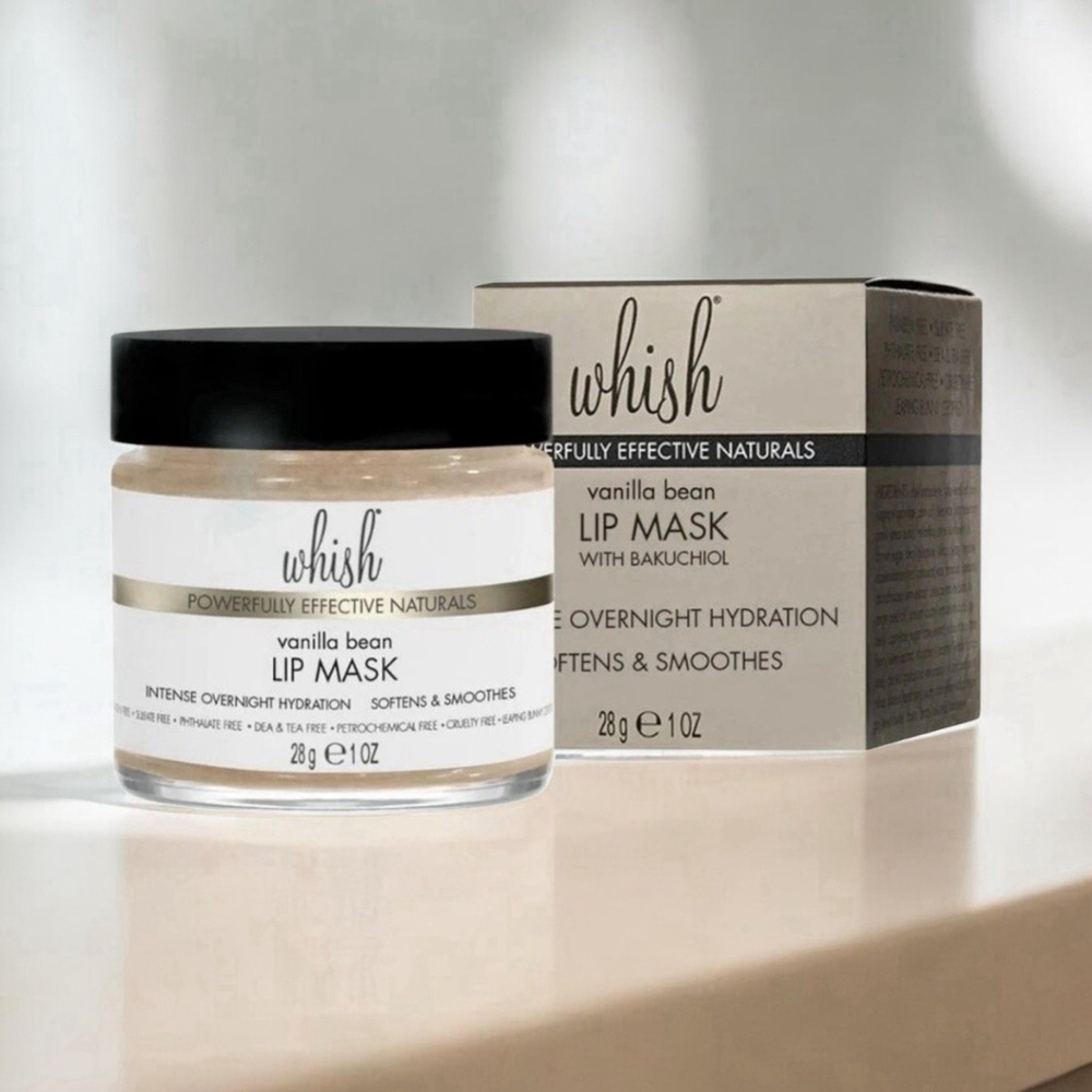 Whish Vanilla Bean Lip Mask With Bakuchiol Intense Overnight Hydration 28g NIB